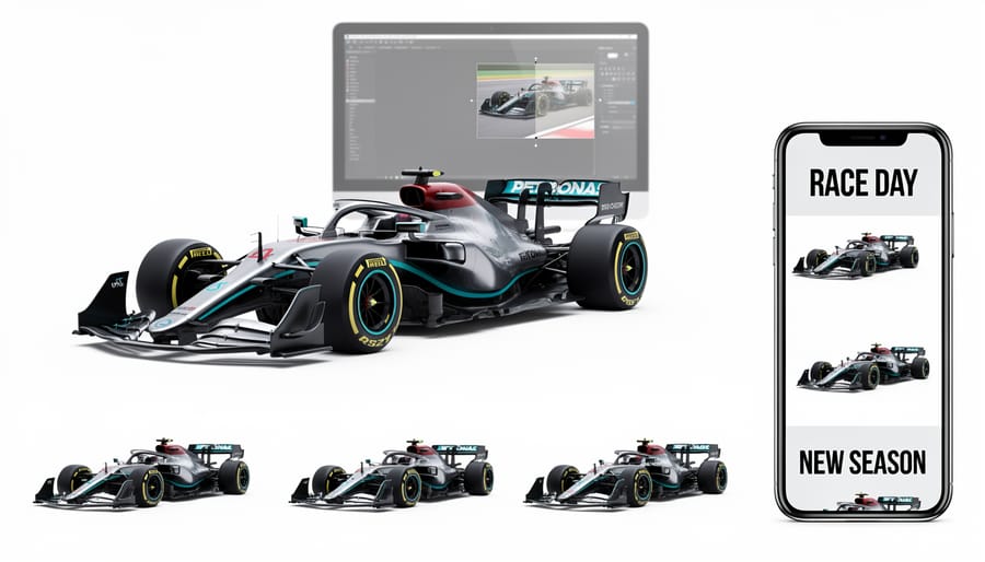 Professional race car photograph with clean white background showing isolated vehicle with sharp details